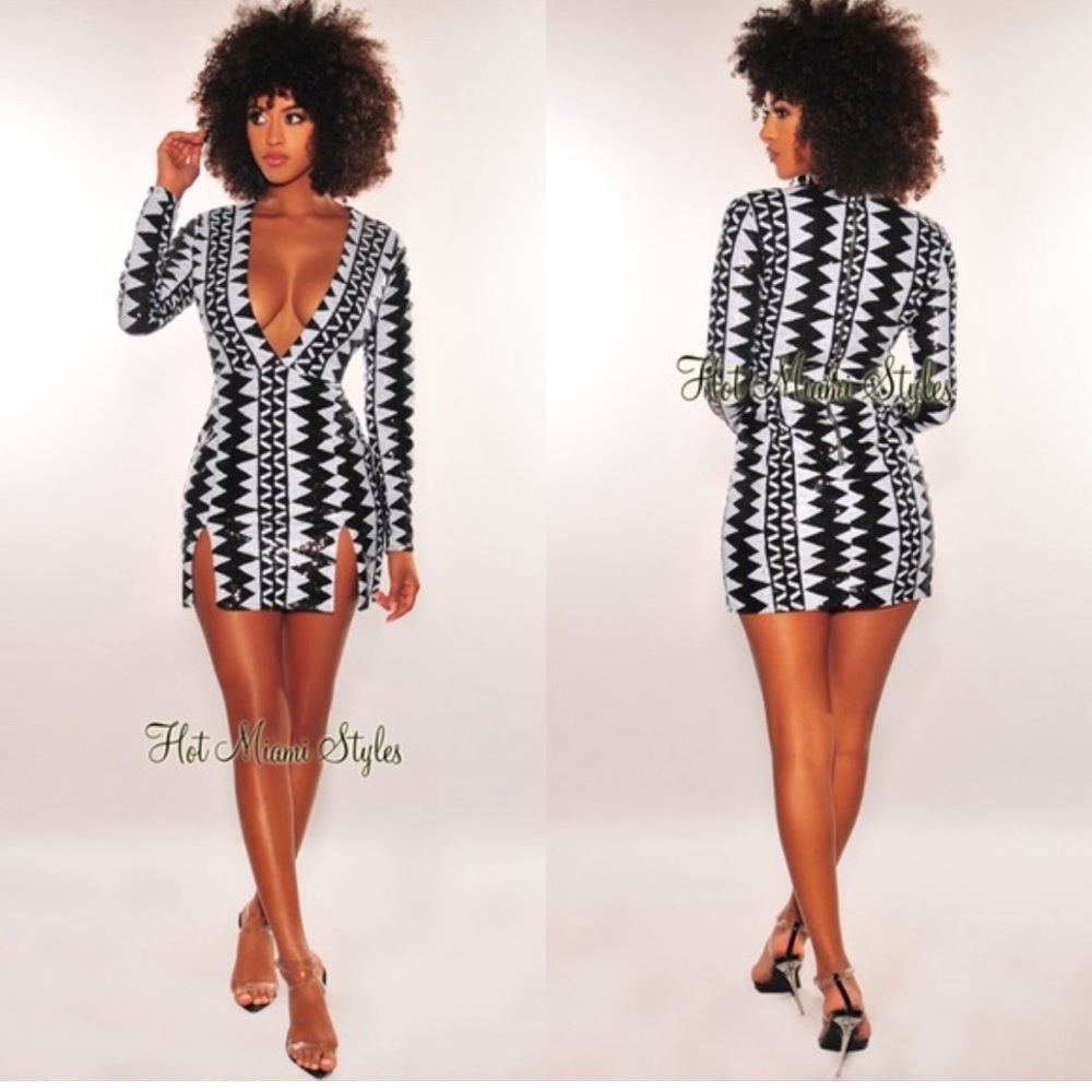 From Hot Miami Styles. Baddie sequined mini party cocktail dress. Size large - Picture 3 of 14